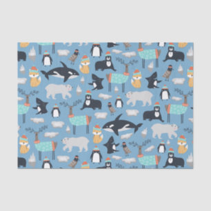 Papier Mousseline Cute Arctic Animaux Motif sans couture