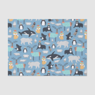 Papier Mousseline Cute Arctic Animaux Motif sans couture