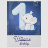 Papier Mousseline Cute Baby Elephant First Birthday (Recto)