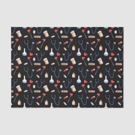 Papier Mousseline Cute Black Pattern Nurse Medical (Recto)