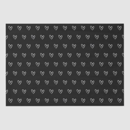 Papier Mousseline Cute Black White Heart Valentines Motif de la Jour (Recto)