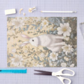 Papier Mousseline Cute Blanc Bunny Pastel Jaune Floral (Artisanat)