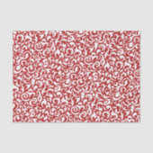 Papier Mousseline Cute blanc foncé rouge Damas motif floral (Recto)