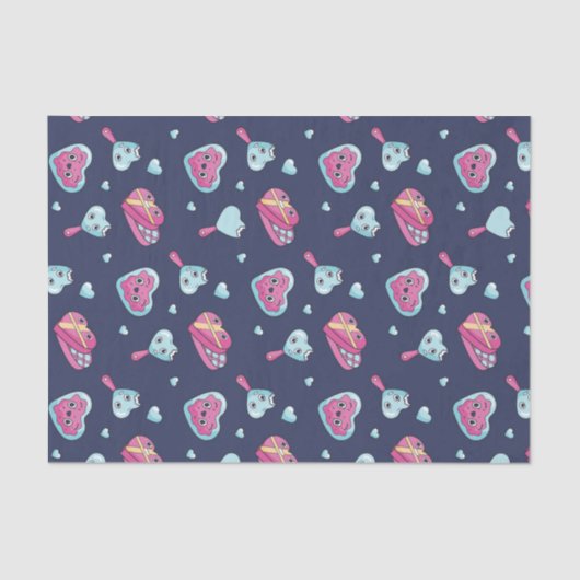 Papier Mousseline Cute Blue Rose Valentine's Day Love Doodle Motif (Recto)