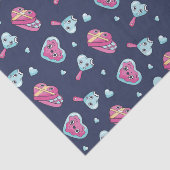 Papier Mousseline Cute Blue Rose Valentine's Day Love Doodle Motif (Détail)