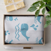 Papier Mousseline Cute Blue Whale Seamless Ocean Pattern (1) (Cadeau)