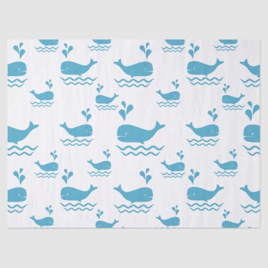 Papier Mousseline Cute Blue Whale Seamless Ocean Pattern (1) (Recto)