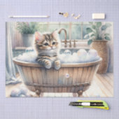 Papier Mousseline Cute Bubbly Kitten Temps de bain Découpage (Artisanat)