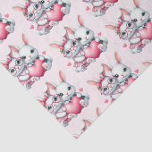 Papier Mousseline Cute Bunnies Sharing a Heart Pattern (Détail)