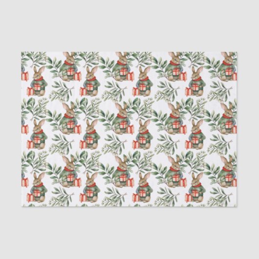 Papier Mousseline Cute Bunny Rabbit Christmas Tissue Paper (Recto)