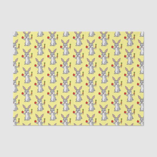 Papier Mousseline Cute bunny rabbit with vegetables (Recto)