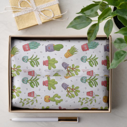 Papier Mousseline Cute Cactus Nature Succulents Motif (Cadeau)