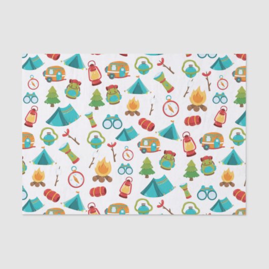 Papier Mousseline Cute Camping motif tissu (Recto)