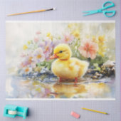 Papier Mousseline Cute Canard avec Fleurs Aquarelle Découpage (Artisanat)