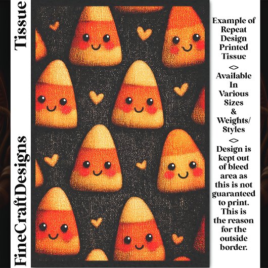 Papier Mousseline Cute Candy Corn Repeat Design DW1F Decoupage
