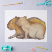 Papier Mousseline Cute Capybara Bébé Mère Aquarelle do-it-yourself (Artisanat)