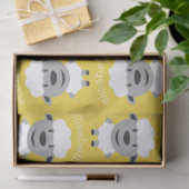 Papier Mousseline Cute Cartoon Farm Sheep - jaune et gris (Cadeau)