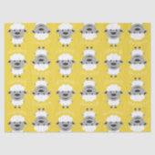 Papier Mousseline Cute Cartoon Farm Sheep - jaune et gris (Recto)
