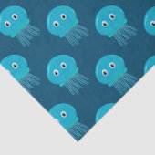 Papier Mousseline Cute Cartoon Motif Méduse En Bleu Océan (Détail)