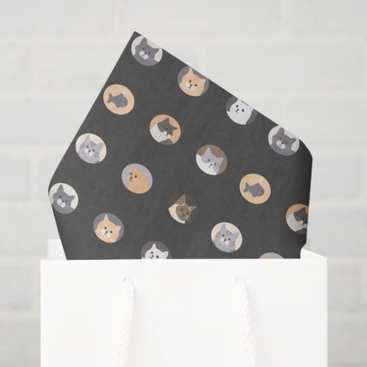 Papier Mousseline Cute Cat Face Tissue Paper with Cat Pattern (Sac cadeau)