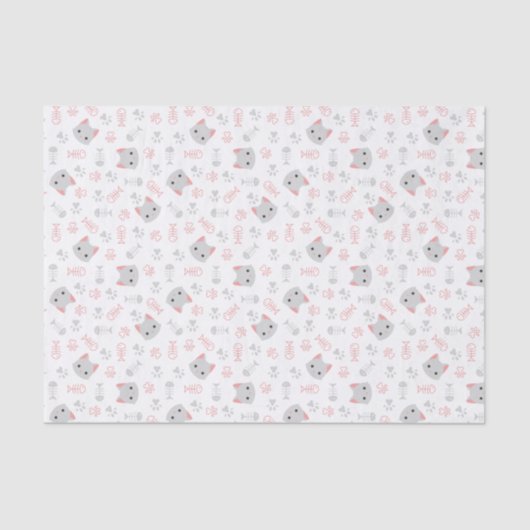 Papier Mousseline Cute chat et os de poisson (Recto)