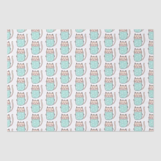 Papier Mousseline Cute Chat Filles Motifs Anniversaire (Recto)