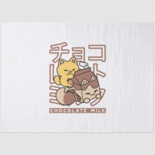 Papier Mousseline Cute Chat Riding Chocolat Lait Carton Kawaii Art