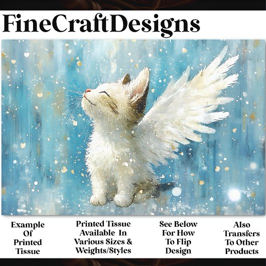Papier Mousseline Cute chaton blanc avec ailes AV3 Découpage