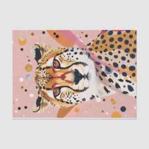 Papier Mousseline Cute Cheetah Pink Gold Pop Art Découpage