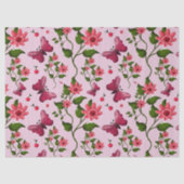 Papier Mousseline Cute Cherry Butterfly Pattern, Glossy Kawaii Fruit (Recto)