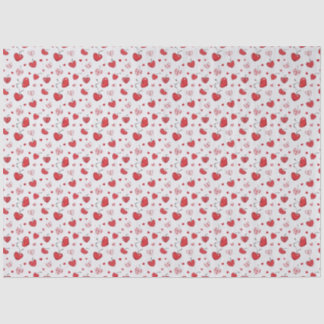 Papier Mousseline Cute Cherry Hearts Boho Scandinavian Valentine