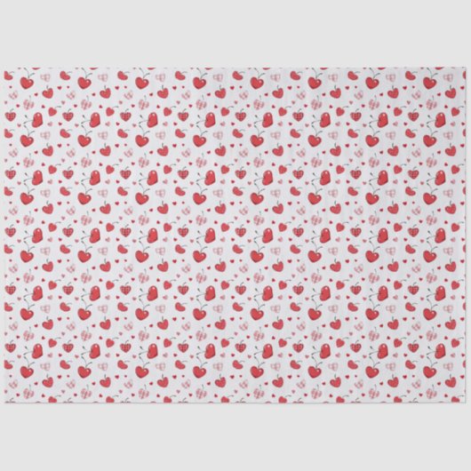Papier Mousseline Cute Cherry Hearts Boho Scandinavian Valentine (Recto)