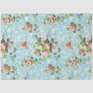 Papier Mousseline Cute Chic Girly Floral-Pastel Arrière - plan bleu