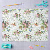 Papier Mousseline Cute Chic Girly Floral-White Arrière - plan (Artisanat)