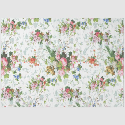 Papier Mousseline Cute Chic Girly Floral-White Arrière - plan (Recto)