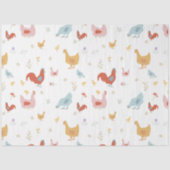 Papier Mousseline Cute Chickens Hens and Baby Chicks (Recto)