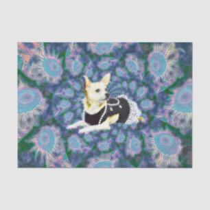 Papier Mousseline Cute Chihuahua Chien Turquoise Jaune Art Découpage
