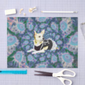 Papier Mousseline Cute Chihuahua Chien Turquoise Jaune Art Découpage (Artisanat)