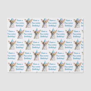 Papier Mousseline Cute Chihuahua en Casquette d'anniversaire