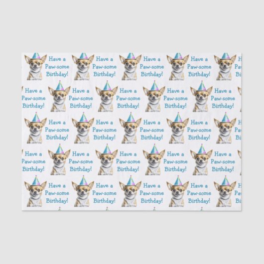 Papier Mousseline Cute Chihuahua en Casquette d'anniversaire (Recto)