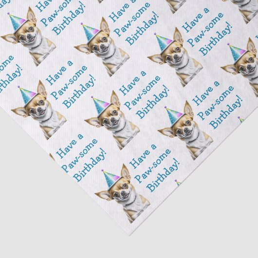 Papier Mousseline Cute Chihuahua en Casquette d'anniversaire (Détail)