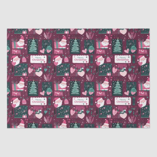Papier Mousseline Cute Christmas Santa Claus pattern (Recto)