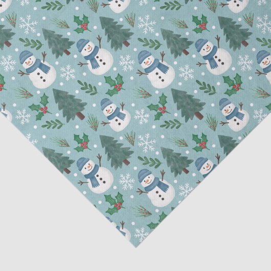 Papier Mousseline Cute Christmas Snowmen Pattern Tissue Paper (Détail)