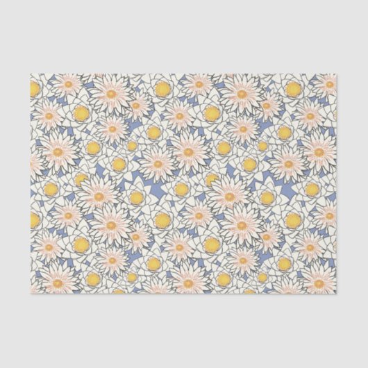 Papier Mousseline Cute classique rétro motif l Fleurs jaunes (Recto)