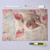 Papier Mousseline Cute Cochon Blush Roses Floral Shabby Découpage (Artisanat)