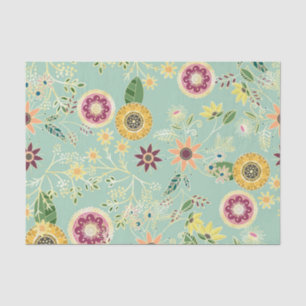 Papier Mousseline Cute Colorful Folk Floral Original Golden