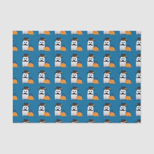 Papier Mousseline Cute Cool funny Halloween ghost moustache pattern (Recto)