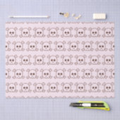Papier Mousseline Cute Crâne noir et rose Halloween rose (Artisanat)