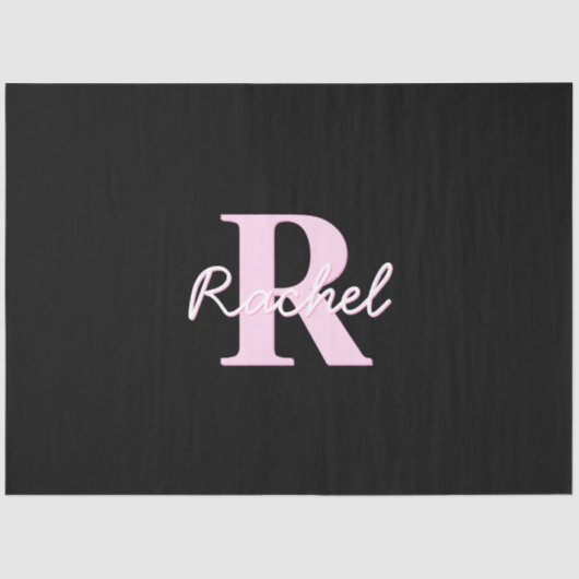 Papier Mousseline Cute Customizable Monogram | Light Pink & Black (Recto)