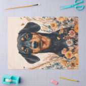 Papier Mousseline Cute Dachshund avec Découpage Fleur sauvage (Artisanat)